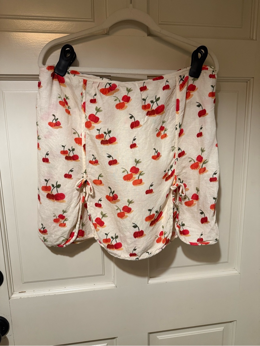 Farm Rio White Mini Skirt with Red Cherry Print